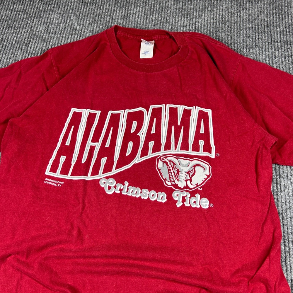 Alabama Crimson Tide Shirt Mens L Red Short Sleeve Graphic Retro Vintage